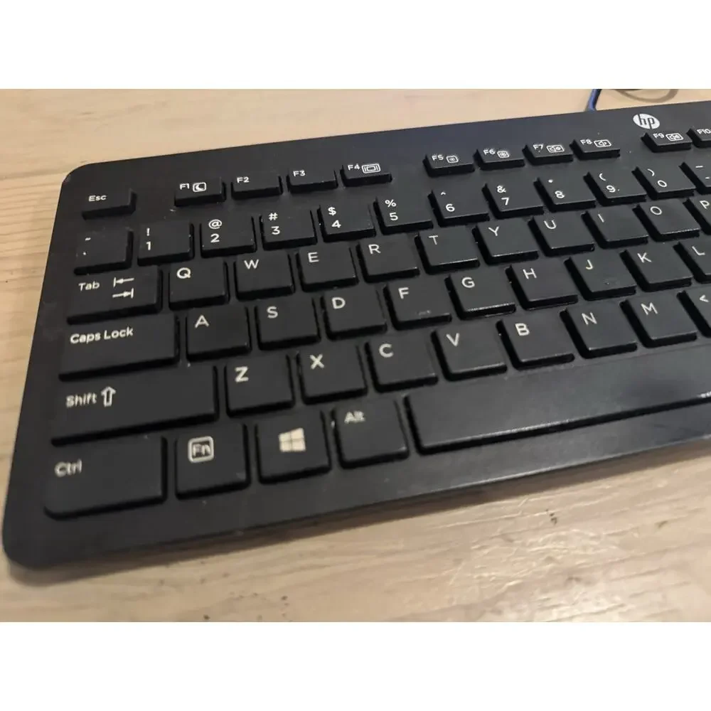 HP Slim Wired USB Keyboard KU-1469 Black Full Size Tested Working
